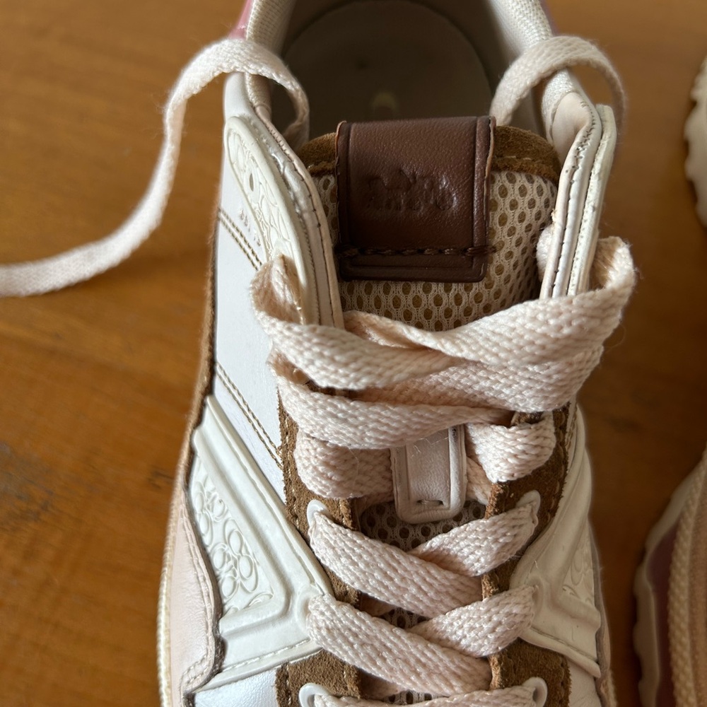 Coach G3013 Sneakers Size 7.5B Women’s Leather Pink Brown Cream - Picture 8 of 8